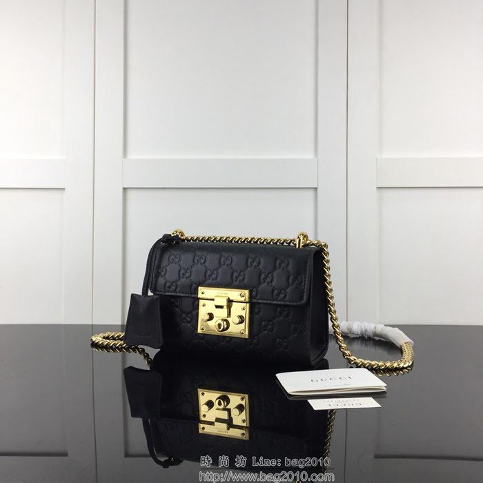 GUCCI古馳 新款 專櫃品質 原單 409487克全皮壓花 鏈條 單肩斜挎包HY1446